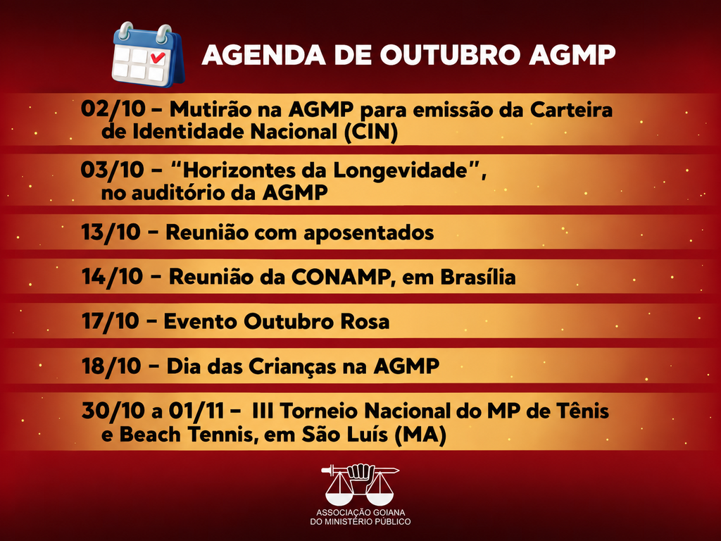 Agenda do mês de outubro AGMP